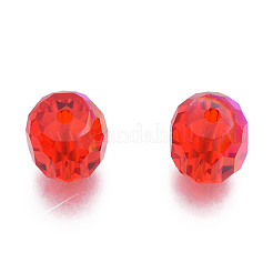 透明ガラスビーズ  ABカラー  多面カット  混合図形  レッド  7~10x7~10x5~9.5mm  穴：1~1.5mm&nbsp;EGLA-N002-49-B06
