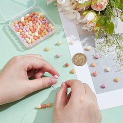 4色染め合成サンゴビーズ100個  DIYのジュエリーには  ジャスミンの花  ミックスカラー  8~8.5x6.5~7mm  穴：1mm  25個/カラー&nbsp;CORA-NB0001-04A