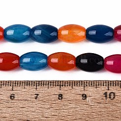 天然石瑪瑙ビーズ連売り  染め  ライス  ミックスカラー  11.5~12.5x7.5~8.5mm  穴：1~1.2mm  約31~33個/連  14.57~15.35インチ（37~39cm）&nbsp;G-N362-18A-03