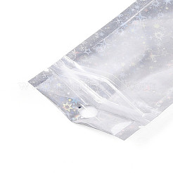 キラキラ輝くホログラフィックスターのプラスチック包装、陰陽模様の再封可能な袋  トップセルフシールパウチ  長方形  銀  10x6x0.01cm  片側の厚さ：2.5ミル（0.065mm）&nbsp;OPP-N002-02J