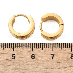 304ステンレススチール研磨効果フープピアス  イオンプレーティング（ip）  ゴールドカラー  13.5x6mm&nbsp;EJEW-M001-37G
