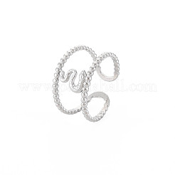 変色しない 304 ステンレススチール スネーク ワイドオープン カフ リング 女性用  ステンレス鋼色  usサイズ7 1/4(17.5mm)&nbsp;RJEW-S405-239P