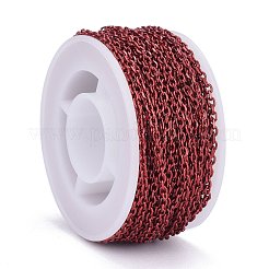 電気泳動 304 ステンレス鋼アズキチェーン  溶接されていない  スプールで  暗赤色  2.9x2.1x0.4mm  約32.8フィート（10m）/ロール&nbsp;CHS-I003-K05