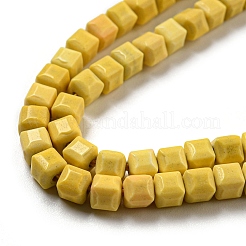 天然石瑪瑙ビーズ連売り  染め  キューブ  きいろ  4.5x4.5x4.5mm  穴：1.2mm  約88個/連  15.04''（38.2センチメートル）&nbsp;G-M422-A01-02R