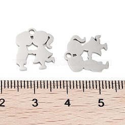 変色しない316サージカルステンレススチールチャーム  レーザー切断  カップルの魅力  ステンレス鋼色  13.5x12x1mm  穴：1.5mm&nbsp;STAS-C096-09A-P