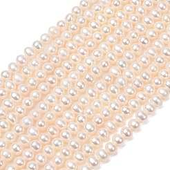 天然養殖淡水パールビーズ連売り  ポテト  グレード3a+  古いレース  4~4.5mm  穴：0.5mm  約97個/連  15.35''（39センチメートル）&nbsp;PA-CBABE82-05