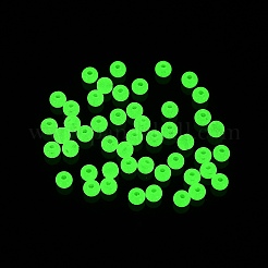 不透明で光るアクリルビーズ  暗闇で光るビーズ  ラウンド  シャンパンイエロー  4mm  穴：1mm  約16666個/500g&nbsp;OACR-G038-06F