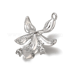 真鍮マイクロパヴェクリアキュービックジルコニアペンダント  花のチャーム  プラチナ  22.5x18.5x4mm  穴：1.5mm&nbsp;KK-N290-25P