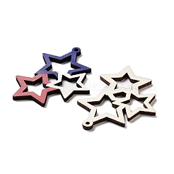 スプレー塗装された木製の大きなペンダント  スター  50x38x2.5mm  穴：2mm&nbsp;WOOD-D028-01T