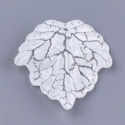 アクリルパーツ  クラックル＆abカラー  葉  乳白色  24.5x23.5x5mm  穴：1.4mm&nbsp;LS-X-CACR-Q034-05A