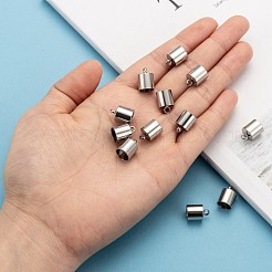 変色しにくい滑らかな表面の201ステンレススチールコードエンド  ステンレス鋼色  12x9mm  穴：3mm  8mm内径&nbsp;STAS-R063-95