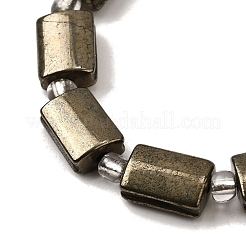 天然石パイライトビーズ連売り  長方形  シードビーズで  11.5~12x8x5mm  穴：1.4mm  約12~13個/連  7.68''~7.87''（19.5~20センチメートル）&nbsp;G-Z087-C03