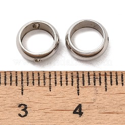 変色しない201ステンレススチールビーズフレーム  リング  ステンレス鋼色  8x3mm  穴：1mm&nbsp;STAS-O130-06P-C