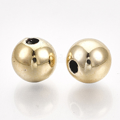 Uvメッキabsプラスチックビーズ  ラウンド  黄金メッキ  6x5.5mm  穴：1.8mm&nbsp;CCB-S162-29A-02