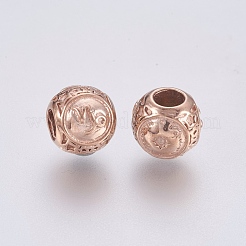 316サージカルステンレススチールヨーロピアンビーズ  大穴ビーズ  星座山羊座とロンデル  ローズゴールド  10x9mm  穴：4mm&nbsp;STAS-F195-128RG-02