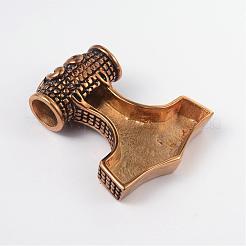 トールのハンマー 316 サージカルステンレススチールペンダント  ミックスカラー  46x39x15mm  穴：9mm&nbsp;STAS-L186-092