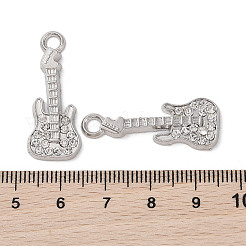 合金ペンダント  クリスタルガラスのラインストーン付き  ギターチャーム  プラチナ  31x12x2mm  穴：3mm&nbsp;FIND-C048-09P