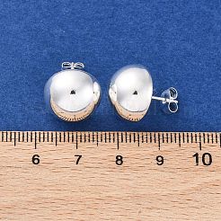 半円形 304 ステンレススチール スタッド イヤリング  銀  14mm&nbsp;EJEW-A125-80C-S