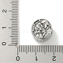 304ステンレススチールヨーロピアンビーズ  大穴ビーズ  カップルの列  アンティークシルバー  11.5x9mm  穴：4mm&nbsp;STAS-U005-06P