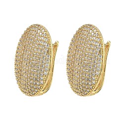 ブラスマイクロパヴェクリアキュービックジルコニアフープピアス  オーバル  18KGP本金メッキ  30x23x15mm&nbsp;EJEW-C182-01G