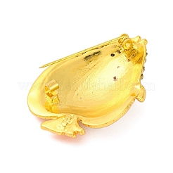 亜鉛合金クリスタルラインストーン樹脂魚ブローチ  エナメルピン  ゴールドカラー  37x47mm&nbsp;JEWB-U010-01G-02