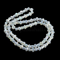 電気メッキガラスビーズセット  ABカラーメッキ  多面カット  キノコ  ホワイト  12x8mm  穴：1mm  約50個/連  22.83''（58センチメートル）&nbsp;GLAA-K064-01A-09