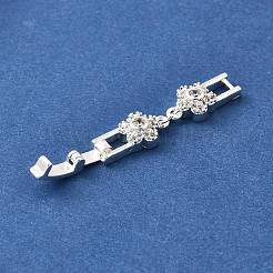 真鍮製マイクロペーブクリアキュービックジルコニアの留め金  花  銀  38.5x7.5x4mm  穴：3.5x4.5mm&nbsp;KK-R222-06S