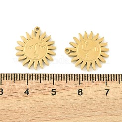 304ステンレスペンダント  イオンプレーティング（ip）  18KGP本金メッキ  太陽のチャーム  17x16x1.5mm  穴：1mm&nbsp;STAS-H251-02B-G