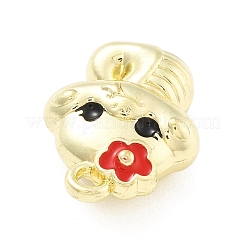 合金エナメルチャーム  花のチャームが付いた蛇  ゴールドカラー  15x11x6mm  穴：1mm&nbsp;PALLOY-E582-06G