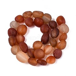 天然石瑪瑙ビーズ連売り  染め＆加熱  艶消し  ナゲット  シエナ  8~16x11~13x7~12mm  穴：0.6~1mm  約30~31個/連  14.57~14.96インチ（37~38cm）&nbsp;G-N357-09A-01
