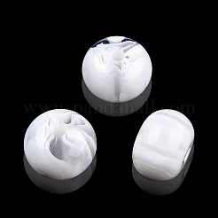 樹脂ビーズ  天然石風  フラットラウンド  乳白色  16x11mm  穴：2.1~2.3mm&nbsp;RESI-N034-04-K06