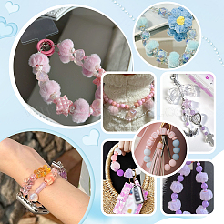 キットを作るDIYブレスレット  ウサギの模造品やミンクの毛のヨーロッパのビーズを含む  アクリルビーズとゴム紐  ミックスカラー  丸い弾性コード：1mm&nbsp;DIY-PH0033-85