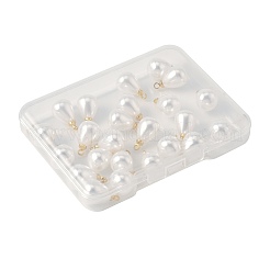 24 個の abs プラスチック模造真珠のペンダント  真鍮パーツ  ドロップ  18KGP本金メッキ  13x8x8mm  穴：1.6mm&nbsp;KK-FS0001-77