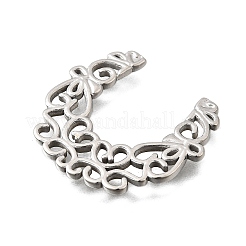 304ステンレススチールフィリグリージョイナー  ムーン  ステンレス鋼色  25x22.5x1.5mm&nbsp;STAS-Q362-03B-P