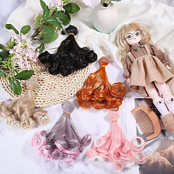 5個 5スタイル 高温ファイバー ロング 洋ナシ パーマ ヘアスタイル ドールウィッグ ヘア  DIYの女の子のためのbjdメイキングアクセサリー  ミックスカラー  5.91~39.37インチ（15~100cm）  1pc /カラー&nbsp;DIY-GL0005-63C