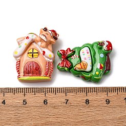 クリスマステーマ不透明樹脂カボション  混合図形  ミックスカラー  22.5~27.5x20~23.5x8~9.5mm&nbsp;RESI-B033-02