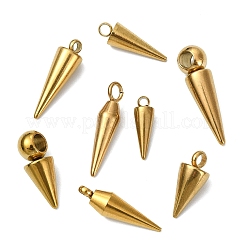 40pcs8スタイルのステンレス鋼のペンダント  コーンチャーム  ゴールドカラー  12~21x4~6x4~6mm  穴：1.5~3.5mm  5個/スタイル&nbsp;STAS-CJ0003-65