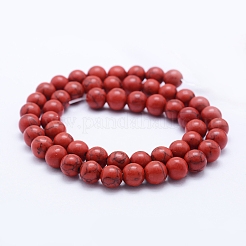 合成ターコイズビーズ連売り  ラウンド  レッド  8~8.5mm  穴：1mm  約48個/連  15インチ&nbsp;G-F531-8mm-J02