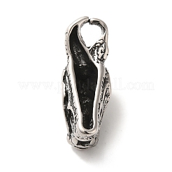 304ステンレス鋼チューブベイル  ループベイル  ドラゴン  アンティークシルバー  34.5x13x16mm  穴：6.5x6mm  内径：6x6mm&nbsp;STAS-P325-18AS