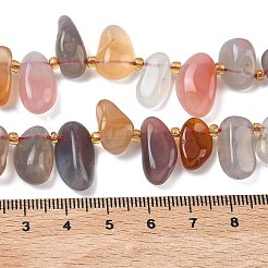 天然石瑪瑙ビーズ連売り  ナゲット  トップ掘削  シードビーズで  タンブルストーン  12~26x6.5~10mm  穴：0.7~1mm  約37~39個/連  14.96''（38cm）。&nbsp;G-C270-E01-01