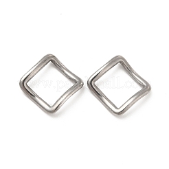 変色しない304ステンレススチール製リンクリング  ツイストスクエア  ステンレス鋼色  15.5x15.5x2mm  内径：11.5x11.5mm&nbsp;STAS-F283-02P