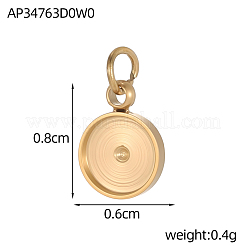 304ステンレススチールペンダントカボションセッティング  プレーンエッジベゼルカップ  フラットラウンド  イオンプレーティング（ip）  14KGP本金メッキ  8x6mm&nbsp;STAS-OY006-37G