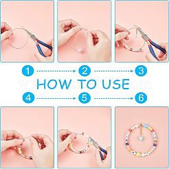 DIYの子供用弾性ジュエリーセットキット  アクリルビーズとヨーロッパのビーズが含まれます  帯電防止ピンセット  ステンレス製のはさみ  弾性水晶の線  弾性コード  ミックスカラー  7mm  穴：0.5mm&nbsp;DIY-NB0004-13