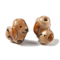 手描きの磁器ビーズ  動物  犬  17~18.5x13.5~14x16~16.5mm  穴：1.8mm&nbsp;PORC-R001-01E