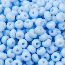 焼付塗装ガラスシードビーズ  丸い穴  ロンデル  グレードA  コーンフラワーブルー  5~6x3.5~4mm  穴：1.6~1.8mm  約3000個/ポンド&nbsp;SEED-C003-02A