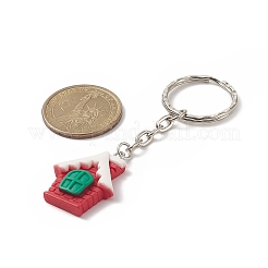 クリスマステーマの樹脂ペンダントキーホルダー  鉄のキーホルダー留め具付き  混合図形  ミックスカラー  8.2cm  10個/セット&nbsp;KEYC-JKC00443
