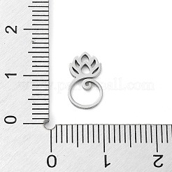 変色しない304ステンレススチールチャーム  レーザー切断  蓮のチャーム  ステンレス鋼色  12x7x1mm  穴：1.2mm&nbsp;LS-STAS-D036-01P