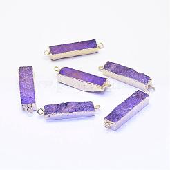 電気めっきされた天然ドルジーzyリンク/コネクター  ゴールドカラー  長方形  ミックスカラー  30~45x8~9x4.5~7.5mm  穴：2mm&nbsp;G-G656-02