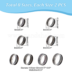 16個 8サイズ 201 ステンレススチール プレーンバンドリングセット  電気泳動黒  内径：16~22mm  2pcs /サイズ&nbsp;RJEW-UN0002-91
