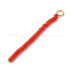 304ステンレススチールのフラットヘッドピンペンダント付きシリンダーシードビーズ  カラフル  43x2x2mm  穴：2.5mm&nbsp;PALLOY-JF03293
